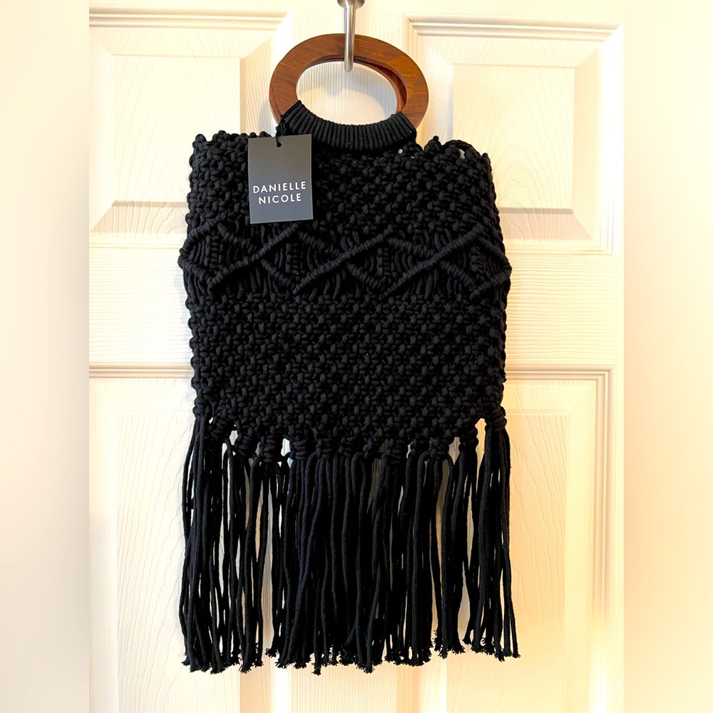 Danielle Nicole macrame fringe handbag NWT